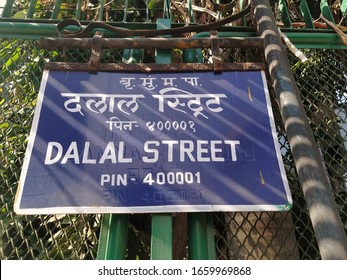 Mumbai, Maharastra/India- February 27 2020: Sign Board Of The Dalal Street- Financial Capital Of India. 