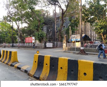 Mumbai, Maharastra/India- February 29 2020: A Divider On The Main Road.