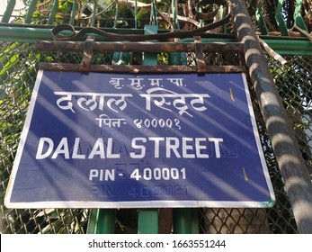 Mumbai, Maharastra/India- February 29 2020: Sign Board Of The Dalal Street- Financial Capital Of India. 