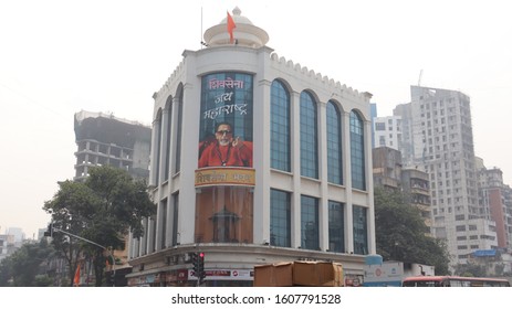 Mumbai, Maharastra/India- January 06 2020: Right Wing Saffron Party Office In Mumbai. Headquarters Of Indian Political Party- Shiv Sena. 