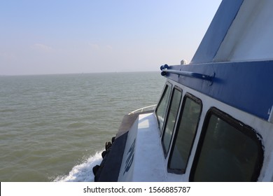 Mumbai, Maharastra/India- November 21 2019: Riding a cruiser ship on a sea trip. Air conditioned passenger ferry on a voyage to tropical islands and beaches.