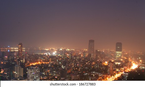 Mumbai At Night From High Angle