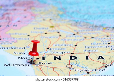 Mumbai Pinned On A Map Of Asia 