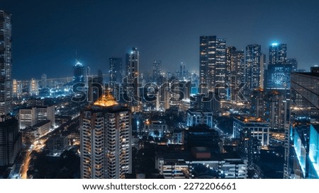 Mumbai skyline at night, Maharashtra, India.