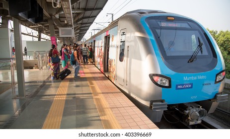 MumbaiI, India, March 24, 2015: Mumbai Metro Train Local Transport Mumbai, Maharashtra, India, Southeast Asia.