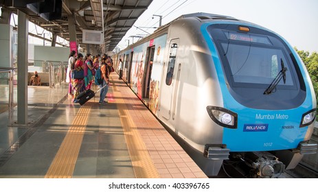 MumbaiI, India, March 24, 2015: Mumbai Metro Train Local Transport Mumbai, Maharashtra, India, Southeast Asia.