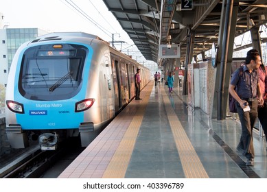 MumbaiI, India, March 24, 2015: Mumbai Metro Train Local Transport Mumbai, Maharashtra, India, Southeast Asia.