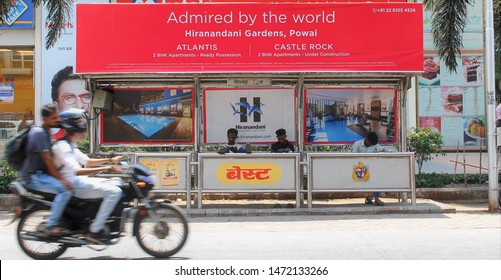 Mumbai/India Circa'19:Advertisement Of Hiranandani Powai On The Bus Stop.Hiranandani Powai Is An Upmarket Township In Mumbai Suburbs. Real Estate Prices Are Declining Due To COVID.#StayHomeStaySafe