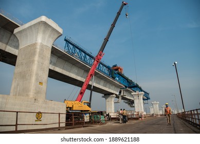 MUMBAI-INDIA - December 4, 2020: A View Of Under-construction Of Mumbai Trans Harbour Link Also Known As The Sewri Nhava Sheva Trans Harbour Link.