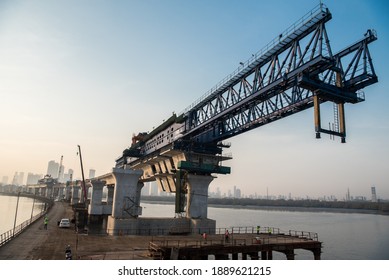 MUMBAI-INDIA - December 4, 2020: A View Of Under-construction Of Mumbai Trans Harbour Link Also Known As The Sewri Nhava Sheva Trans Harbour Link.