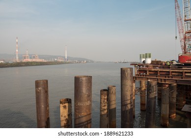 MUMBAI-INDIA - December 4, 2020: A View Of Under-construction Of Mumbai Trans Harbour Link Also Known As The Sewri Nhava Sheva Trans Harbour Link.