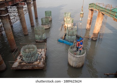 MUMBAI-INDIA - December 4, 2020: A View Of Under-construction Of Mumbai Trans Harbour Link Also Known As The Sewri Nhava Sheva Trans Harbour Link.