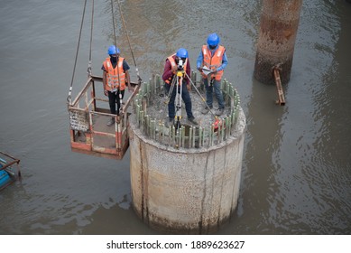 MUMBAI-INDIA - December 4, 2020: A View Of Under-construction Of Mumbai Trans Harbour Link Also Known As The Sewri Nhava Sheva Trans Harbour Link.