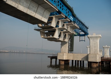 MUMBAI-INDIA - December 4, 2020: A View Of Under-construction Of Mumbai Trans Harbour Link Also Known As The Sewri Nhava Sheva Trans Harbour Link.