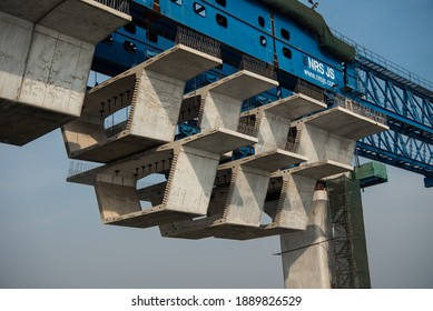 MUMBAI-INDIA - December 4, 2020: A View Of Under-construction Of Mumbai Trans Harbour Link Also Known As The Sewri Nhava Sheva Trans Harbour Link.