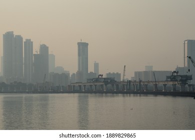 MUMBAI-INDIA - December 4, 2020: A View Of Under-construction Of Mumbai Trans Harbour Link Also Known As The Sewri Nhava Sheva Trans Harbour Link.