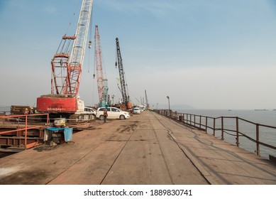 MUMBAI-INDIA - December 4, 2020: A View Of Under-construction Of Mumbai Trans Harbour Link Also Known As The Sewri Nhava Sheva Trans Harbour Link.