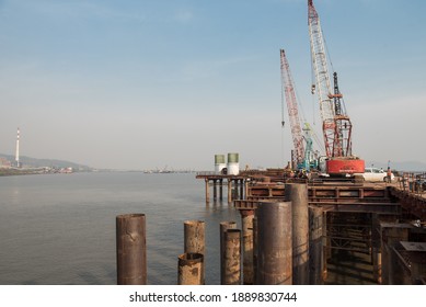 MUMBAI-INDIA - December 4, 2020: A View Of Under-construction Of Mumbai Trans Harbour Link Also Known As The Sewri Nhava Sheva Trans Harbour Link.