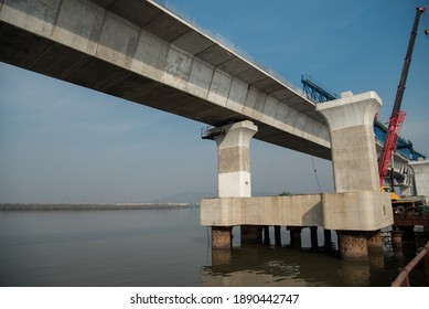 MUMBAI-INDIA - December 4, 2020: A View Of Under-construction Of Mumbai Trans Harbour Link Also Known As The Sewri Nhava Sheva Trans Harbour Link.