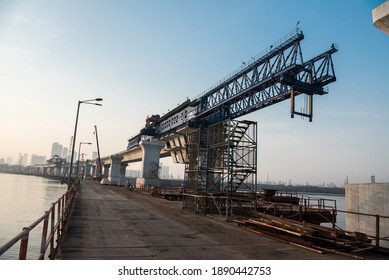 MUMBAI-INDIA - December 4, 2020: A View Of Under-construction Of Mumbai Trans Harbour Link Also Known As The Sewri Nhava Sheva Trans Harbour Link.