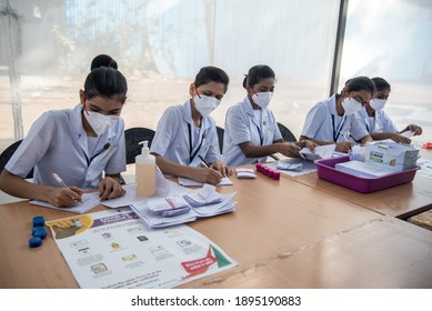 MUMBAI-INDIA - January 16, 2021: A Staff Member Of The Cooper Hospital Before The Start Of The Covid-19 Coronavirus Vaccination Drive.