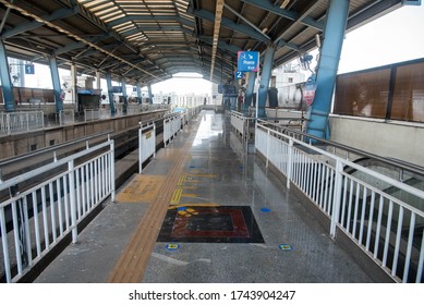 MUMBAI/INDIA - MAY 28, 2020: Mumbai Monorail Wadala Depot Station.