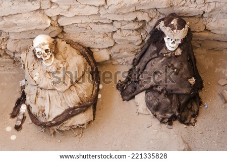 Mummies - Chauchilla Cemetery - Peru Stock photo © 