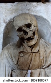 Mummy In The Catacombs Of The Capuchin Monastery In Palermo, Sicily. 