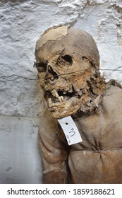 Mummy In The Catacombs Of The Capuchin Monastery In Palermo, Sicily. 