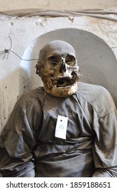 Mummy In The Catacombs Of The Capuchin Monastery In Palermo, Sicily. 