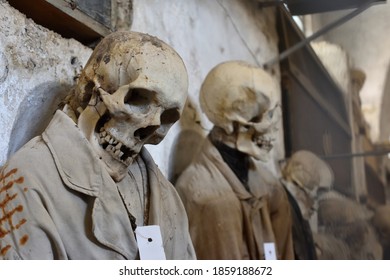 Mummy In The Catacombs Of The Capuchin Monastery In Palermo, Sicily. 