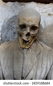 Mummy In The Catacombs Of The Capuchin Monastery In Palermo, Sicily. 