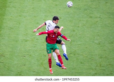 MUNCHEN, GERMANY - 19 JUNE, 2021: UEFA EURO 2020 Group F match, Portugal - Germany 2:4, o.p: Mats Hummels of Germany and Cristiano Ronaldo of Portugal