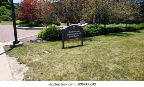 Muncie, Indiana - United States - 7 -7-2021 - David Letterman Ball State University Communications And Media Center Sign