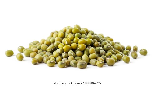 Mung Bean Heap Close-up On A White. Isolated