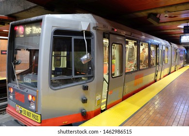 The Muni Metro Is A Light Rail System Serving San Francisco, CA. Taken July 29, 2019 At The West Portal Station. 