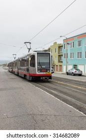 Muni Metro On The Street, Aug 21 2015 San Francisco USA