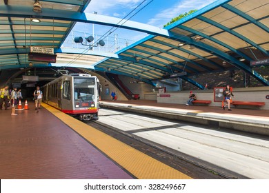 Muni train in the station on September 25 2015, San Francisco