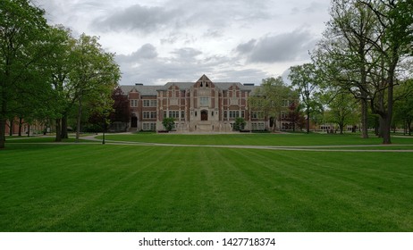 Munice,Indiana / United States 6-17-2019: Ball State University Art Building/David Owsley Museum Of Art With Lawn And Pathway - 004