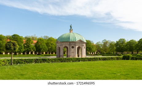 Munich, Bavaria / Germany - Apr 21, 2020: Panorama Of The Temple Of Diana (Dianatempel). A Pavilion Located Inside The Hofgarten. Built During The Renaissance (ca. 1615). Popular Tourist Destination.