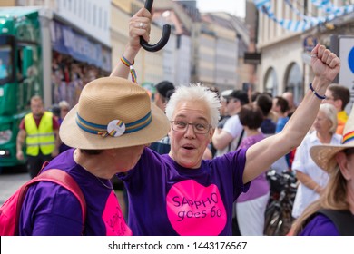 MUNICH, BAVARIA / GERMANY - JULY 14, 2018: Older Women Wearing Tshirts 