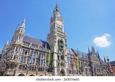 Munich City Hall At Marienplatz In Summer 