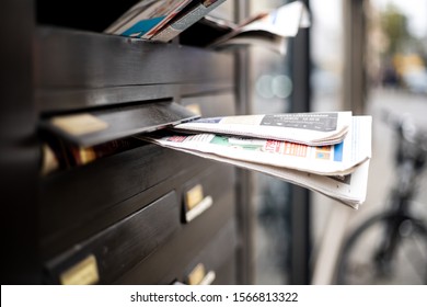 Munich, Germany - 21.11.2019: German Newspaper In Letter Box Of Munich Residential Building