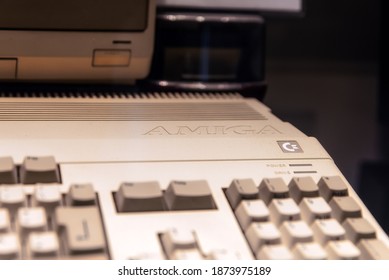 Munich, Germany - August 1th, 2019: Intage Commodore Amiga 500 PC Computer