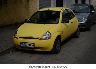 MUNICH, GERMANY — AUGUST 22, 2014: Ford Ka Old 1990s Car On The City Street