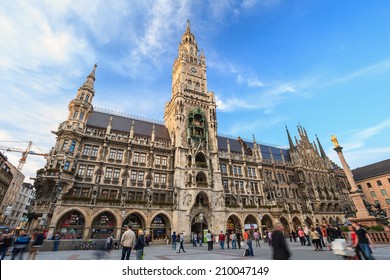 Munich Germany, City Skyline At Marienplatz Town Hall