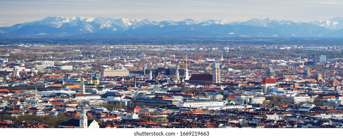 Munich, Germany: Cityscape with the Alps in the background