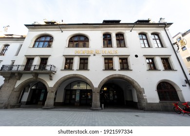 MUNICH, GERMANY - FEBRUARY 20, 2021: The Famous Hofbräuhaus In Munich.