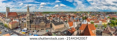 Munich Germany, high angle view panorama city skyline at Marienplatz new Town Hall Square
