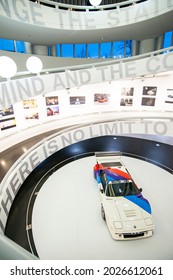 MUNICH, GERMANY - JANUARY 29, 2015: Carlos Reutemann BMW M1 Procar On Display In BMW Wolrd.